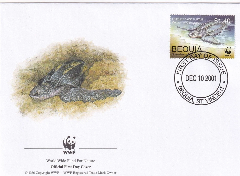 SA13 Bequia 2001 World Wide Fund - Leatherback Turtle FDC - Image 1 of 1