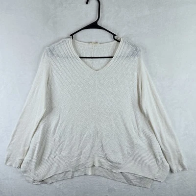 Suéter Eileen Fisher para mujer blanco mezcla de lino texturizado de gran tamaño XS Foto 1 de 4