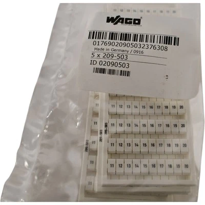 Pack of 5 NEW Wago 209-503 Connector Label, Snap In For 5mm Wide Terminal Blocks - Image 1 of 3