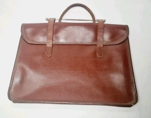 Borsa, valigetta, borsa a tracolla vintage in pelle marrone rossastro per spartiti musicali - Foto 1 di 18