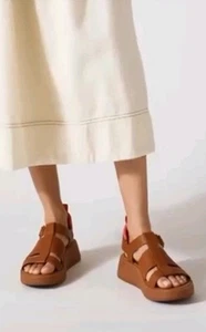 FitFlop GEN-FF Fisherman Leather Women's Rare Tan All Brown Sandals Size 9 - Picture 1 of 11