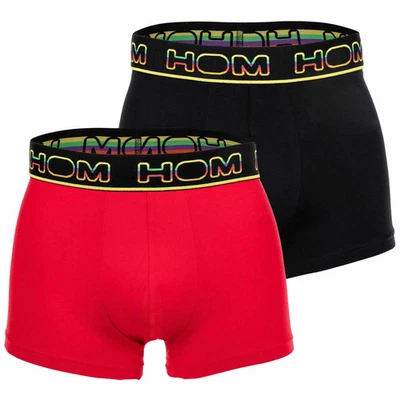 Hom Calzoncillos Hombre 2er Paquete - Boxer Ivano #2 , Algodón Negro/Rojo M - Imagen 1 de 4