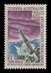 FSAT Sc# 29, 1967 AURORA AUSTRALIS, MAP & ROCKET - MINT F-VF NH - Picture 1 of 2