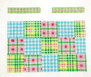 Kate Dickerson Plaid Clutch Bag with Side Panels Handpainted Needlepoint Canvas - Picture 1 of 1