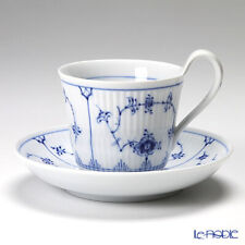 Royal Copenhagen #10 Blue Fluted Plain Tea Cup & Saucer High Handle 240ml