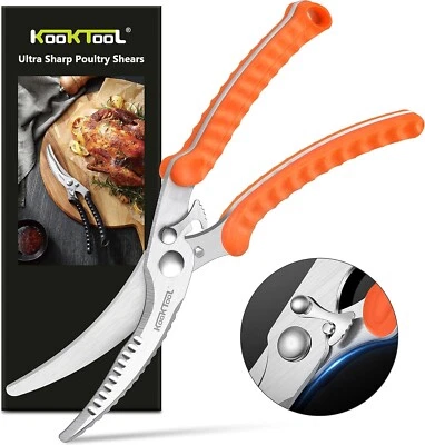 Heavy Duty Stainless Steel Kitchen Scissors Multi-Purpose Chicken Bone Shears uk - Image 1 of 4