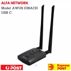 ALFA NETWORK AWUS036ACH (USB-C) AC1200 Long Range Dual Band WiFi Adapter Pentest - Picture 1 of 9