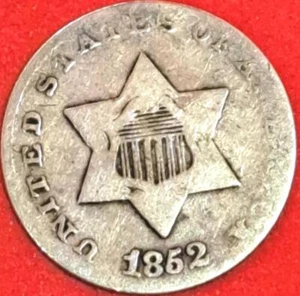 1852 Silver Three-Cent Piece (Trime) – Type 1 – FREE SHIPPING (6.33) - Picture 1 of 2
