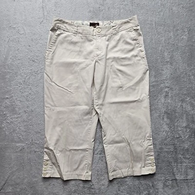Horny Toad Capri Pants 10 Beige Khaki Cropped Buttoned Hem Pockets - Image 1 of 4