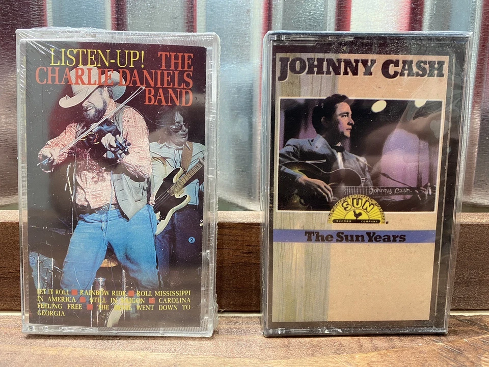 Charlie Daniels Band Listen Up & Johnny Cash Sun Years Cassette Tapes - Sealed - Image 1 of 4