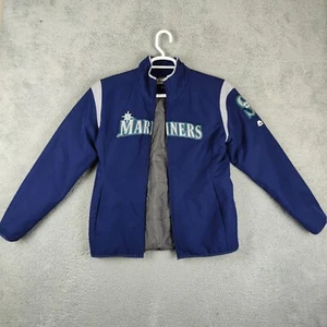 Mariners Jacket Adult Small Blue Majestic Script Long Sleeve Zipper Broken See d - Picture 1 of 11