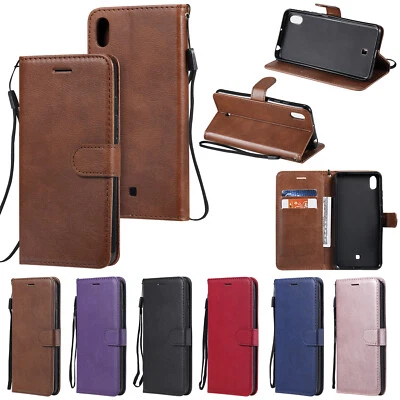 For LG V20 K10 V30 V40 V50 Solid Color PU Leather Flip Wallet Case Phone Cover - Image 1 of 4