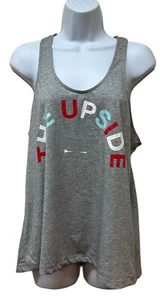 The Upside Women's 8 Gray Cotton Logo Scoop Neck Tank Top - Picture 1 of 7