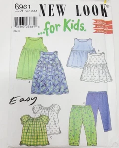 New Look 6961 Girls Dress Tops Pants Size 1/2-1-2-3-4 Sewing Pattern - Picture 1 of 3