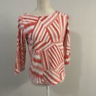 Ruby Road Favorites Womens 3/4 sleeve Top Size Small Pink White Stripe Shirt