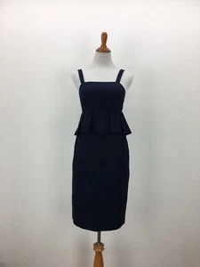 J Crew G6482 168 $ Schößchen Partykleid klassisch Faille poliert Baumwolle Seide marineblau S - Bild 1 von 12