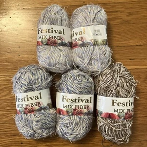 Festival Mix Fiber Yarn Lot of 5 - Picture 1 of 5