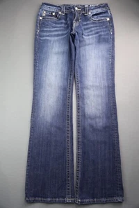 Pantalones de mezclilla para mujer Miss Me corte bota elásticos flor de lis talla 31 (Sr 31x33) - Imagen 1 de 9