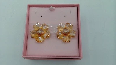 Pendientes Swarovski Idylia, Flor, Amarillo, Chapado en Oro Foto 1 de 4