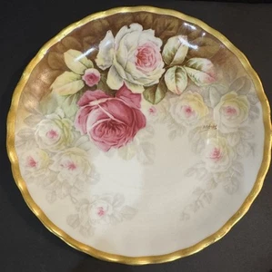 Antique Limoges Elite France Plate 8.25” | Heavy Gold | Rose | Hand Painted - Picture 1 of 11