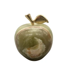 Grüner Onyx Marmor Stein Apfel Briefbeschwerer Handarbeit 2,5" schönes Geschenk schwer - Bild 1 von 7