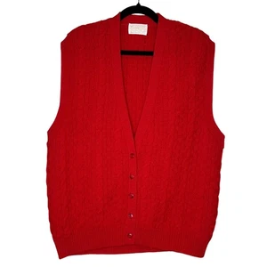 Pendleton VTG Wool Cable Knit Cardigan Vest Women's Size L Red Button Front USA - Picture 1 of 6