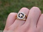 Order of the Eastern Star Clear CZ Black Onyx Gold Plated Lady Ring Size 5-10