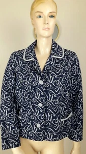 VINTAGE 60S RETRO MOD SMART FUNKY BLUE & GREY PATTERNED CROPPED JACKET 10 12 - Picture 1 of 6