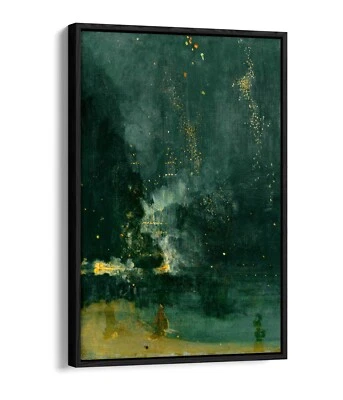 JAMES MCNEILL WHISTLER, NOCTURNE IN BLACK & GOLD -FLOAT EFFECT CANVAS ART PRINT - Image 1 of 4