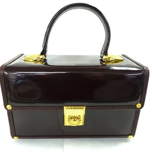 VERSACE vintage Sunburst Vanity Hand Bag Enamel Brown Gold Used - Imagen 1 de 10