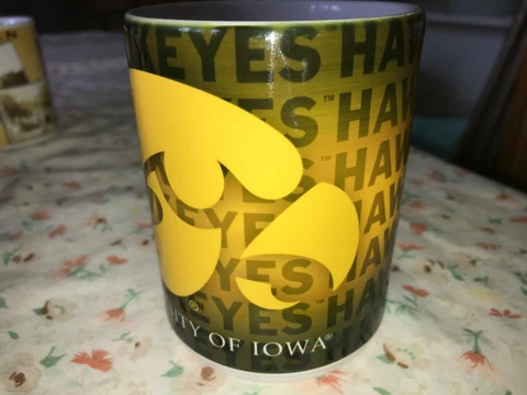 University of Iowa Hawkeyes Ceramic Coffee Mug Tea Cup Yellow Black Made in USA Cover