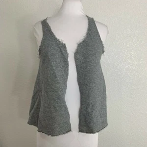 Lily White Womens Vest Size Small Gray Raw Seams Open Front Crochet Knit Boho - Picture 1 of 6