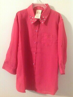 Faded Glory Girls Pink Rolled Sleeve Button U...