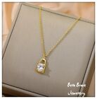 Stainless Steel Gold Plated Gorgeous Small Padlock Zirconia Shiny Necklace ♡new♡