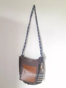 Leder Textil Schulter Crossbody Handtasche Geldbeutel Hippie Mehrfarbig Pergament - Bild 1 von 11