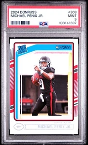 2024 Panini Donruss Michael Penix #308 PSA 9 MINT Rated Rookie RC Falcons - Picture 1 of 2