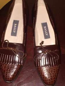 BALLY SWITZERLAND LOAFERS REBECCA WOMEN SHOES LEATHER BRAIDED BOW SIZE-5 M NEW - Picture 1 of 8