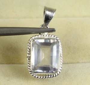 15.60 Ct Natural Emerald Cut White Montana Sapphire Gemstone Certified Pendant - Bild 1 von 8