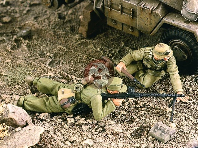 Equipo de ametralladora Verlinden 1/35 alemán DAK Afrika Korps Segunda Guerra Mundial (2 figuras) 2151 Foto 1 de 1