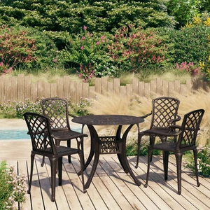 5 Piece Bistro Set Cast Aluminium Bronze Z3L4 - Picture 1 of 12