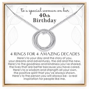 40th Birthday Gifts for Women 925 Sterling Silver 4 Circles Necklace For Her ... - Picture 1 of 6