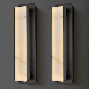 Alabaster Wall Sconces,Rectangular Wall Light Set of Two,Bathroom Sconces Wal... - Picture 1 of 7