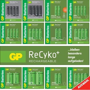 GP ReCyko AKKU NiMH AA R6 Mignon AAA Micro C Baby R14 D Mono R20 9V-Block - Bild 1 von 17
