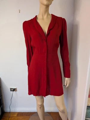 Reformation Dress Size US 8 AU 12 M Red Long Sleeve Mini Missing A Button GUC - Image 1 of 4