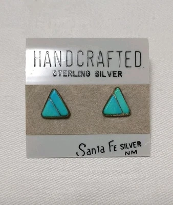 Pendientes de turquesa nativa americana y plata de ley en tarjeta original de 1,1 gramos Foto 1 de 4