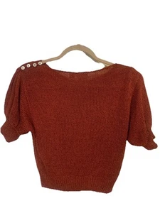 Liz Claiborne Sweater Women’s Large Burnt Orange Silk Blend Short Sleeve Top - Picture 1 of 12