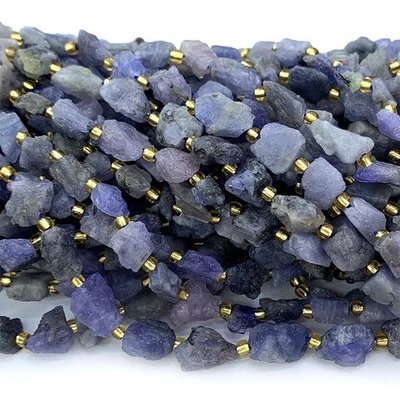 Natural Genuine Raw Mineral Blue Purple Tanzanite Nugget Free Form  Rough Beads - Image 1 of 4