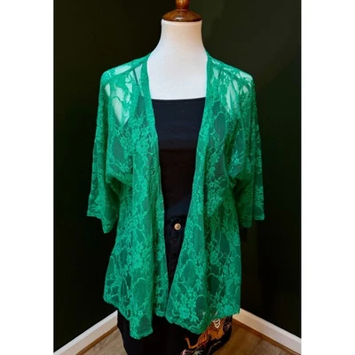 Kimono de encaje floral verde Lularoe para mujer S Foto 1 de 4