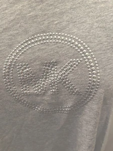 MICHAEL Michael Kors Women's Gray T Shirt Beaded Logo Size L - Picture 1 of 4