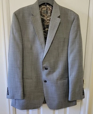 Abrigo Deportivo Chaps 42L Blazer Chaqueta Gris Mezcla de Poliéster Forrado de Ventilación Única Negocios  Foto 1 de 4